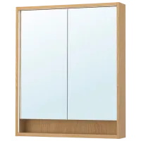 Шкаф с зеркалом Ikea Faxalven 95 x 80 x 15см / Зеркало / Oak