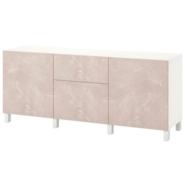 Comodă Ikea Besta/Bergsviken/Stubbarp 74 x 180 x 42 / MDF / Imitație marmură photo 1
