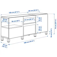 Комод Ikea Besta/Bergsviken/Stubbarp 74 x 180 x 42см / МДФ / Имитация мрамора photo 7