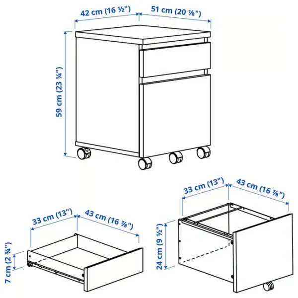 Комод для офиса Ikea Malm 59 x 51 x 42см / МДФ / Темно Коричневый photo 5