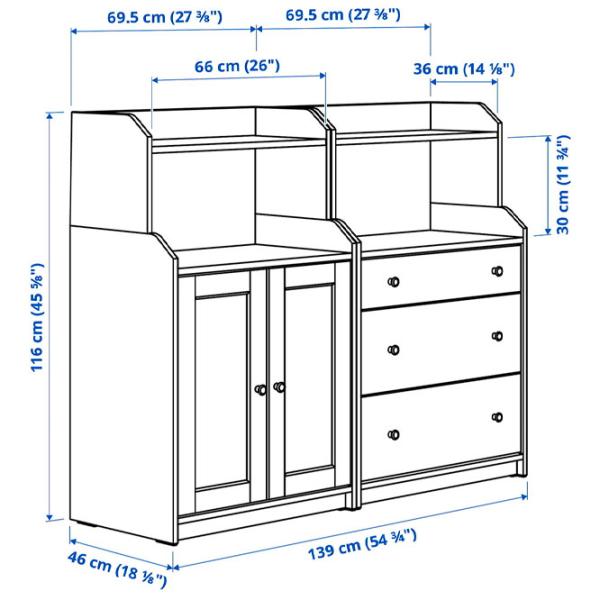 Comodă pentru birou Ikea Hauga 116 x 139 x 46 / PAL / Grey photo 2