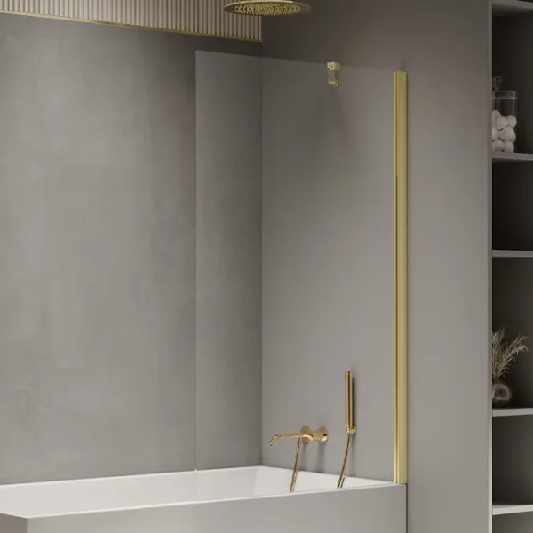 Paravane de duș New Trendy New Soleo Light Gold Transparent / fară ușă photo 1