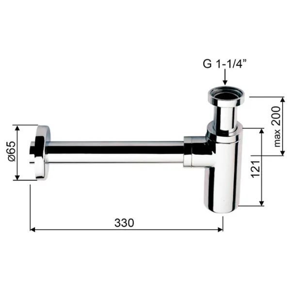 Sifon pentru lavoar Remer 958 L 32 mm / Alamă photo 2