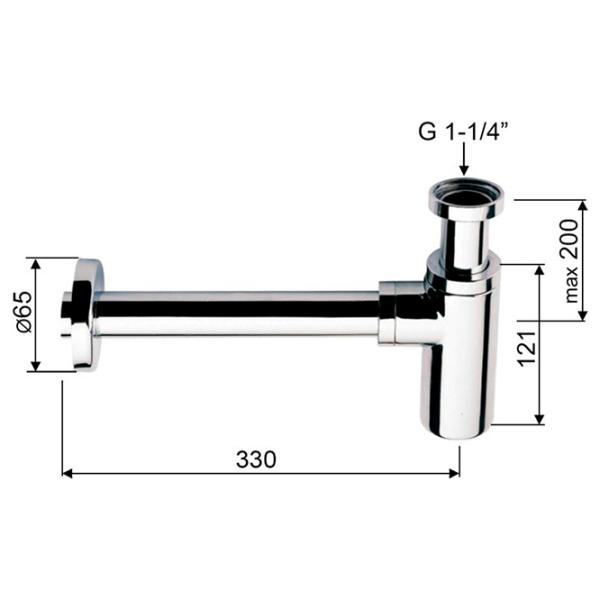 Sifon pentru lavoar Remer 958 L 32 mm / Alamă photo 2