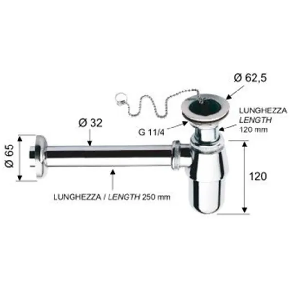Sifon pentru lavoar Remer 973Z 32 mm / Alamă photo 2