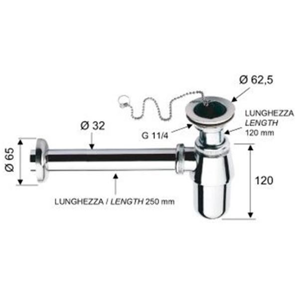 Sifon pentru lavoar Remer 973Z 32 mm / Alamă photo 2