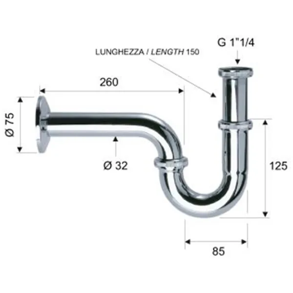 Sifon pentru lavoar Remer 977114 32 mm / Alamă photo 2
