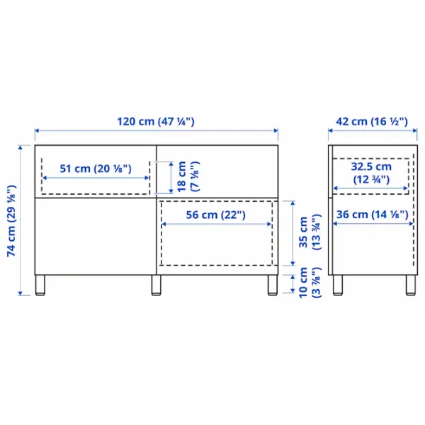Comodă Ikea Besta/Lappviken/Stubbarp 74 x 120 x 42 / MDF / Sur închis photo 6