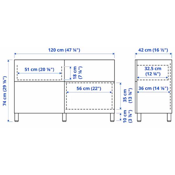 Comodă Ikea Besta/Lappviken/Stubbarp 74 x 120 x 42 / MDF / Sur închis photo 6