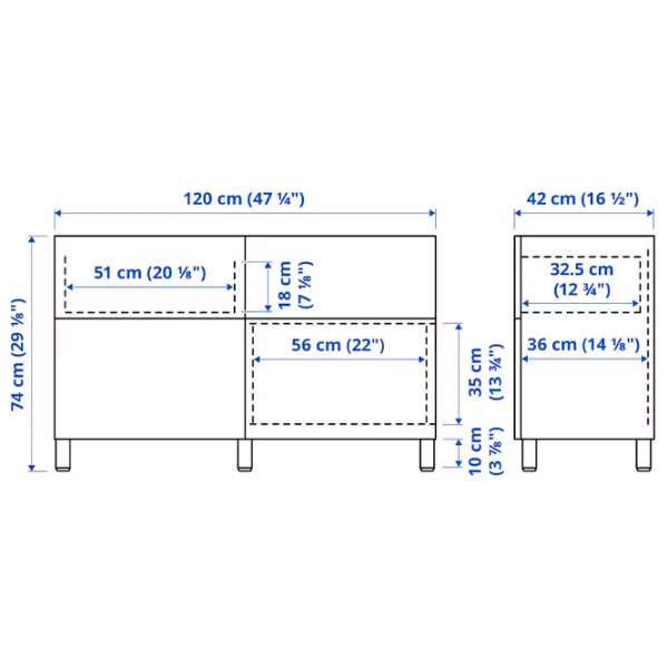Comodă Ikea Besta/Lappviken/Stubbarp 74 x 120 x 42 / MDF / Alb photo 7