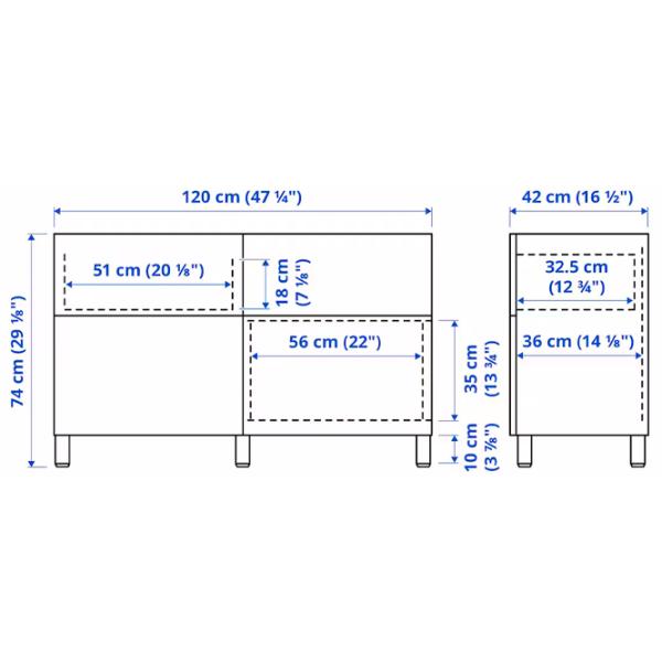 Comodă Ikea Besta/Lappviken/Stubbarp 74 x 120 x 42 / MDF / Alb photo 7