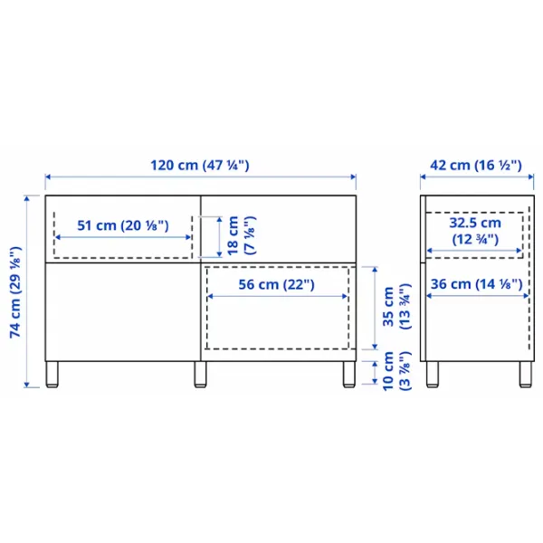 Комод Ikea Besta/Lappviken/Stubbarp 74 x 120 x 42см / МДФ / Белый photo 7