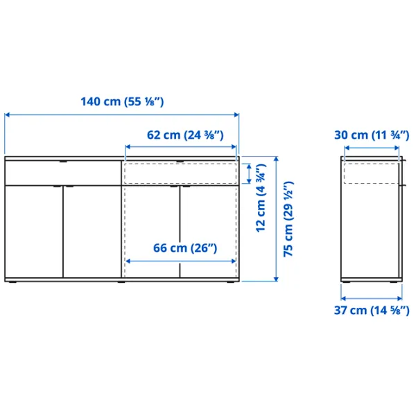 Comodă Ikea Vihals 75 x 140 x 37 / MDF / Sur închis photo 6