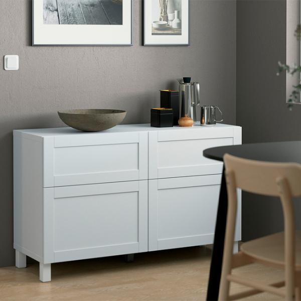 Comodă Ikea Besta/Hanviken/Stubbarp 74 x 120 x 42 / MDF / Alb photo 2