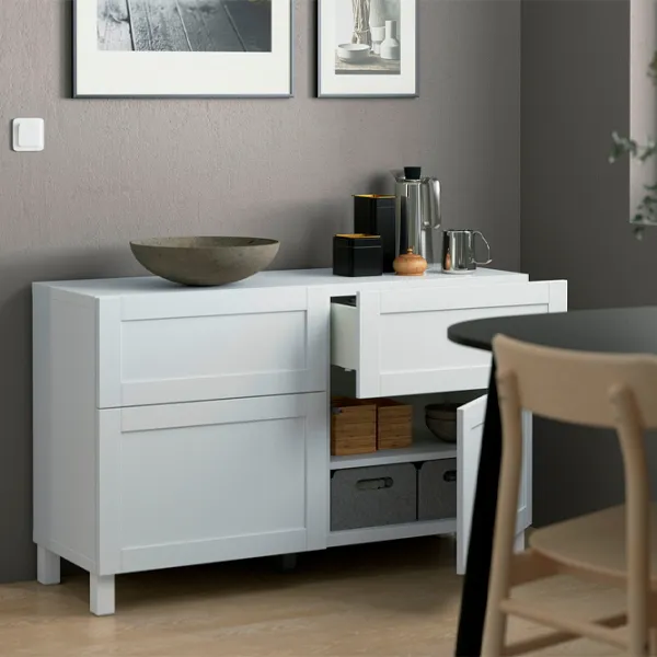 Comodă Ikea Besta/Hanviken/Stubbarp 74 x 120 x 42 / MDF / Alb photo 3