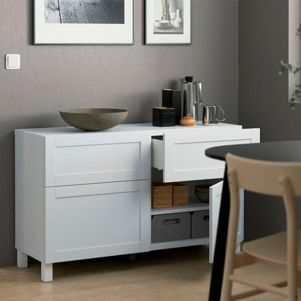 Comodă Ikea Besta/Hanviken/Stubbarp 74 x 120 x 42 / MDF / Alb photo 3