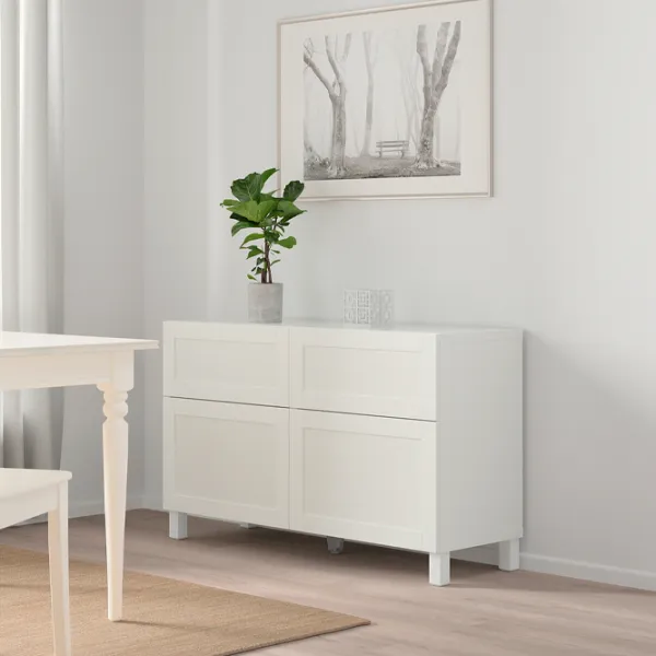 Comodă Ikea Besta/Hanviken/Stubbarp 74 x 120 x 42 / MDF / Alb photo 5