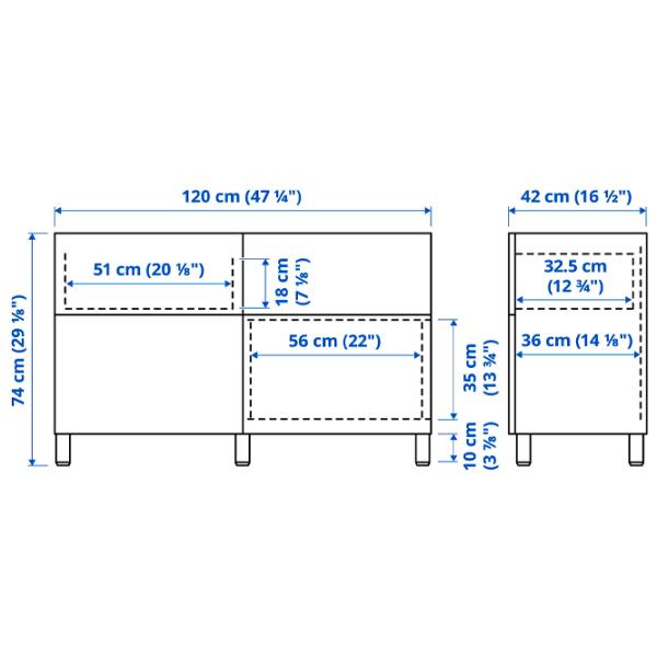 Comodă Ikea Besta/Hanviken/Stubbarp 74 x 120 x 42 / MDF / Alb photo 9