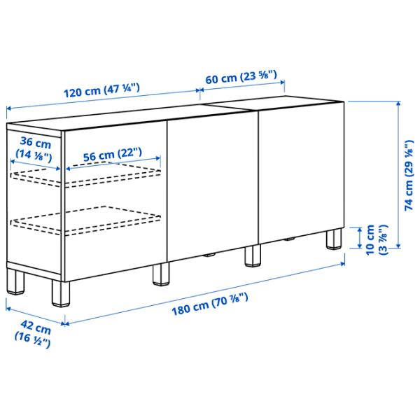 Comodă Ikea Besta/Selsviken/Stubbarp 74 x 180 x 42 / MDF / Beige photo 8