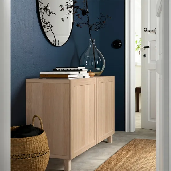 Comodă Ikea Besta/Hanviken/Stubbarp 74 x 120 x 42 / MDF / Aspect Stejar Antichizat photo 3