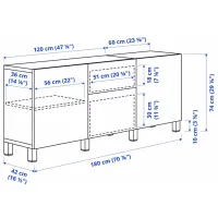 Comodă Ikea Besta/Lappviken/Stubbarp 74 x 180 x 42 / MDF / Alb photo 7