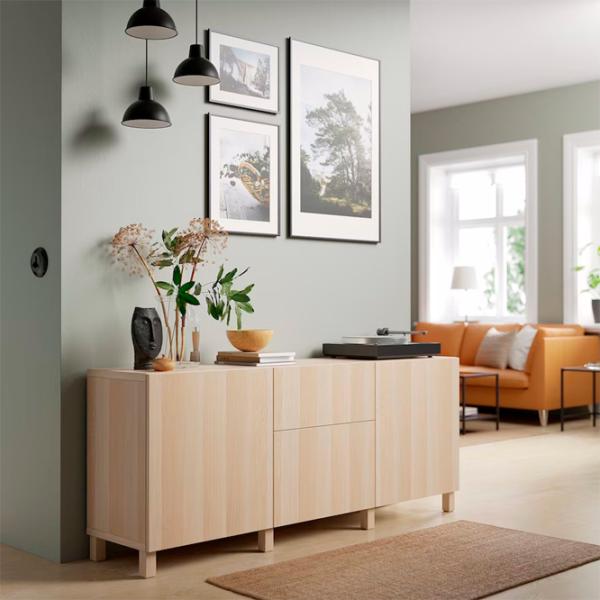 Comodă Ikea Besta/Lappviken/Stubbarp 74 x 180 x 42 / MDF / Aspect Stejar Antichizat photo 2