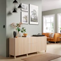 Comodă Ikea Besta/Lappviken/Stubbarp 74 x 180 x 42 / MDF / Aspect Stejar Antichizat photo 2