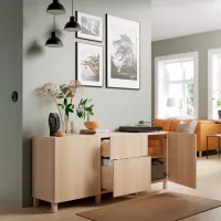 Comodă Ikea Besta/Lappviken/Stubbarp 74 x 180 x 42 / MDF / Aspect Stejar Antichizat photo 3