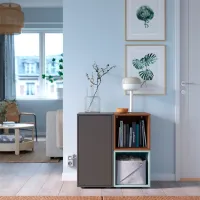 Comodă Ikea Eket 72 x 70 x 35 / MDF / Gri închis Nuc Gri deschis albăstrui photo 2