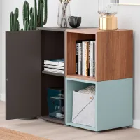 Comodă Ikea Eket 72 x 70 x 35 / MDF / Gri închis Nuc Gri deschis albăstrui photo 3