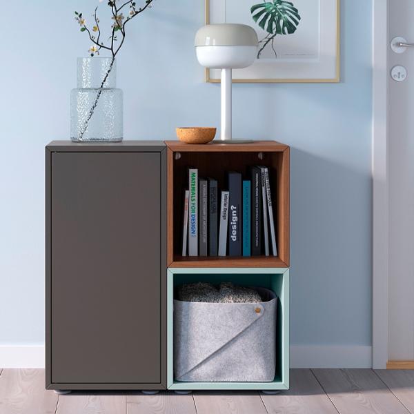 Comodă Ikea Eket 72 x 70 x 35 / MDF / Gri închis Nuc Gri deschis albăstrui photo 4