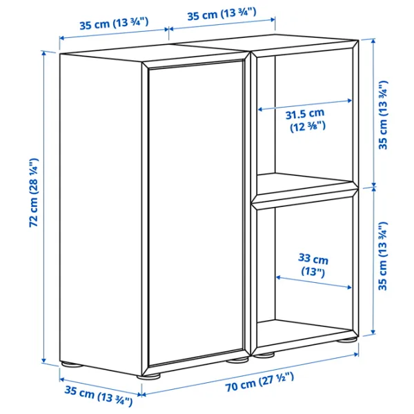 Comodă Ikea Eket 72 x 70 x 35 / MDF / Gri închis Nuc Gri deschis albăstrui photo 6