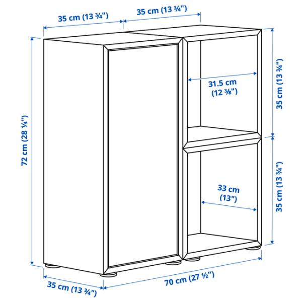 Comodă Ikea Eket 72 x 70 x 35 / MDF / Gri închis Nuc Gri deschis albăstrui photo 6