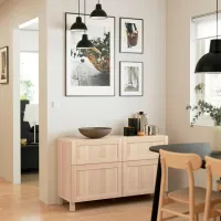 Comodă Ikea Besta/Hanviken/Stubbarp 74 x 120 x 42 / MDF / Aspect Stejar Antichizat photo 3