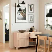 Comodă Ikea Besta/Hanviken/Stubbarp 74 x 120 x 42 / MDF / Aspect Stejar Antichizat photo 4