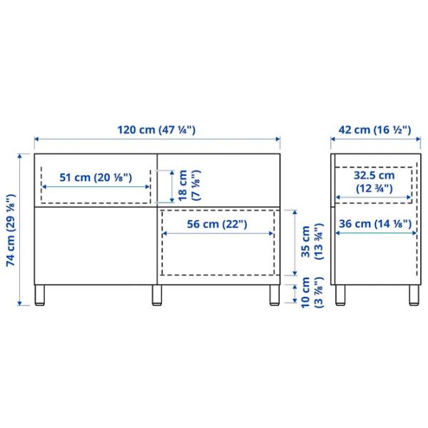 Комод Ikea Besta/Hanviken/Stubbarp 74 x 120 x 42см / МДФ / Имитация Состаренного Дуба photo 7