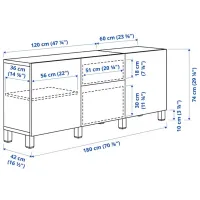 Comodă Ikea Besta 74 x 180 x 42 / MDF / Alb photo 5