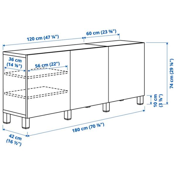 Comodă Ikea Besta 74 x 180 x 42 / MDF / Alb photo 6