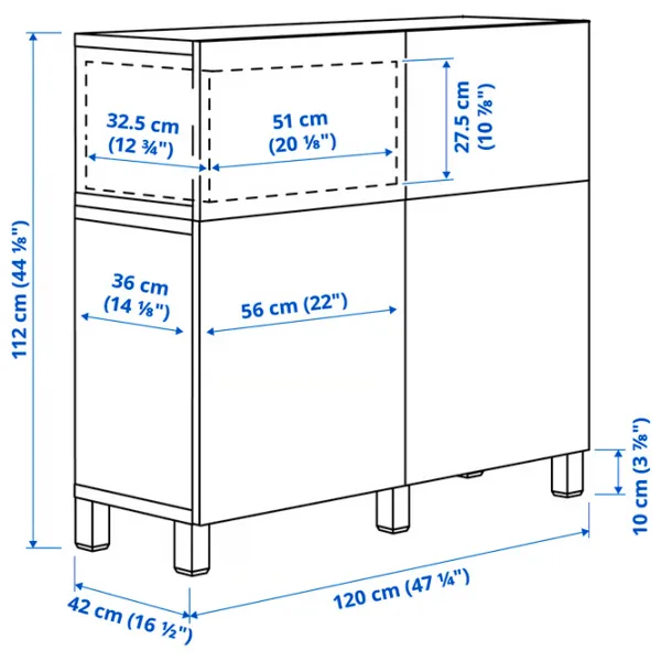 Comodă Ikea Besta 112 x 120 x 42 / MDF / Alb photo 6