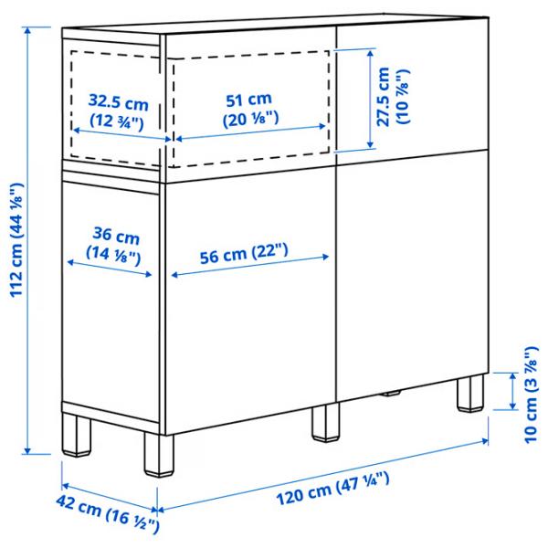 Comodă Ikea Besta 112 x 120 x 42 / MDF / Alb photo 6