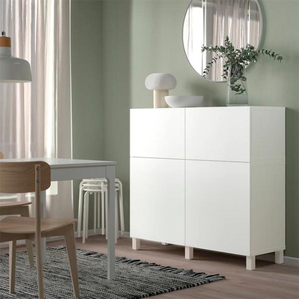 Comodă Ikea Besta 112 x 120 x 42 / MDF / Alb photo 3