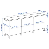 Comodă Ikea Besta 76 x 180 x 42 / MDF / Alb photo 6