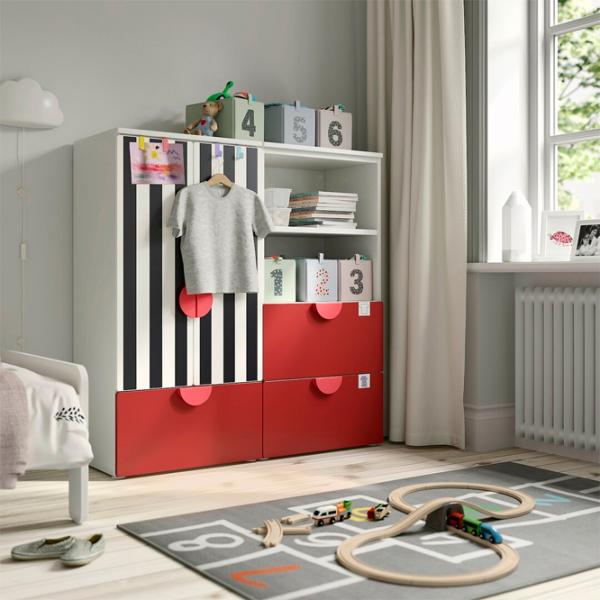 Comodă Ikea Smastad/Platsa 123 x 120 x 42 / MDF / Alb Roșu Negru photo 2