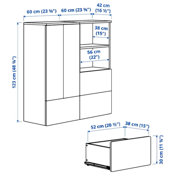 Comodă Ikea Smastad/Platsa 123 x 120 x 42 / MDF / Alb Roșu Negru photo 7