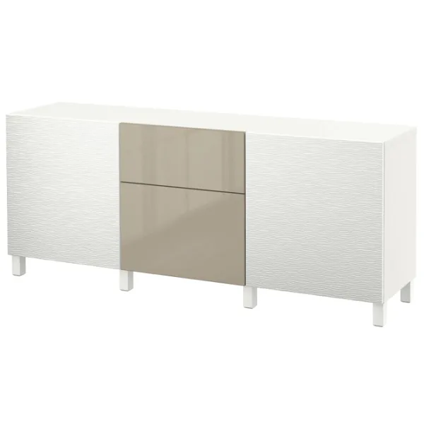 Comodă Ikea Besta 74 x 180 x 40 / MDF / Alb Bej photo 1