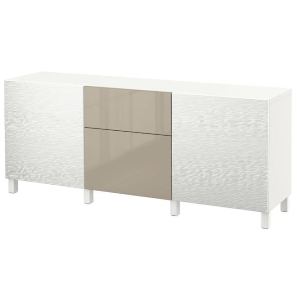 Comodă Ikea Besta 74 x 180 x 40 / MDF / Alb Bej photo 1