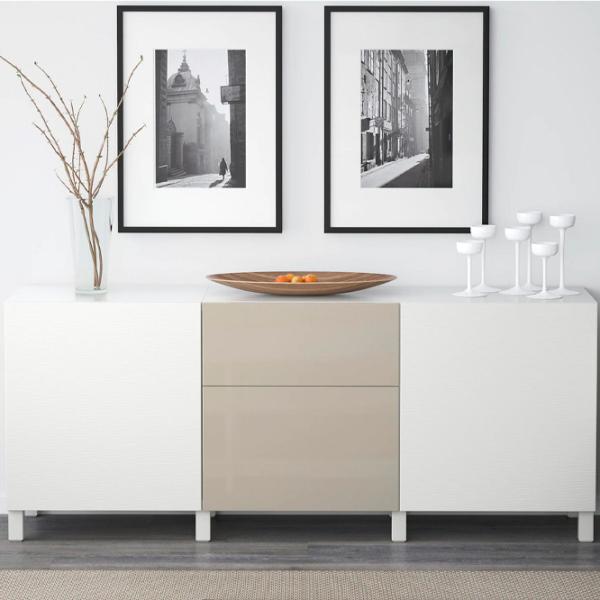 Comodă Ikea Besta 74 x 180 x 40 / MDF / Alb Bej photo 3