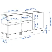 Comodă Ikea Besta 74 x 180 x 40 / MDF / Stejar Antichizat photo 6