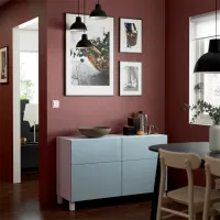 Комод Ikea Besta 74 x 120 x 42см / МДФ / Светло серо голубой глянцевый photo 2