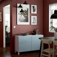Комод Ikea Besta 74 x 120 x 42см / МДФ / Светло серый синий photo 2